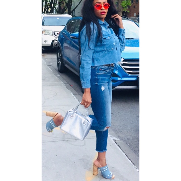 denim open toe heels